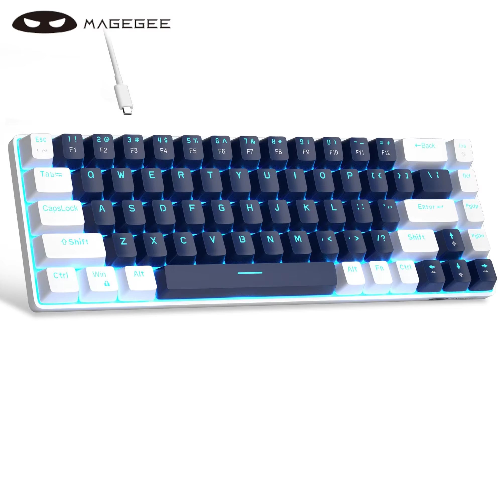 Portable 60% Mechanical Gaming Keyboard, Mk-Box LED Backlit Compact 68 Keys Mini Wired Office Keyboard for Windows PC