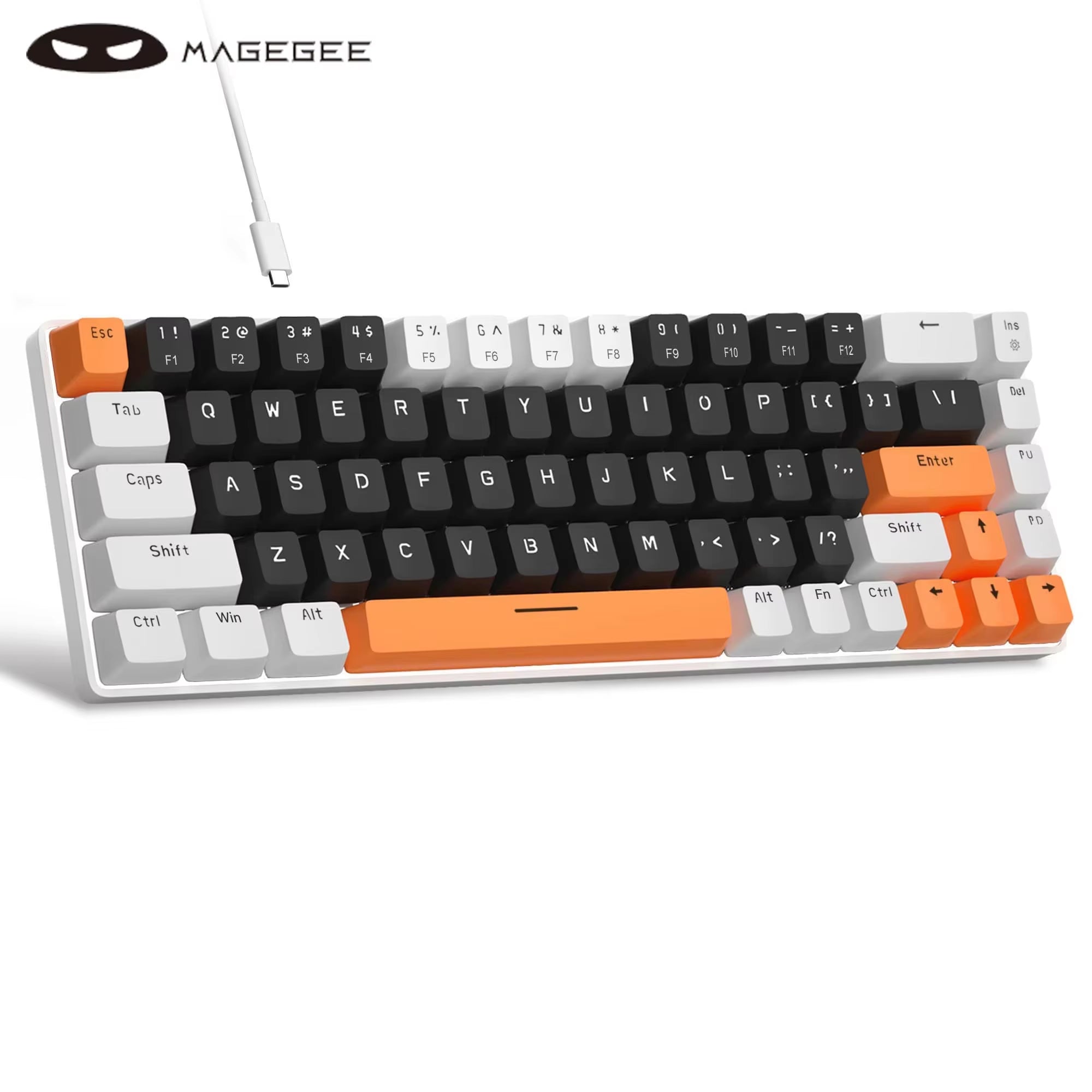Portable 60% Mechanical Gaming Keyboard, Mk-Box LED Backlit Compact 68 Keys Mini Wired Office Keyboard for Windows PC