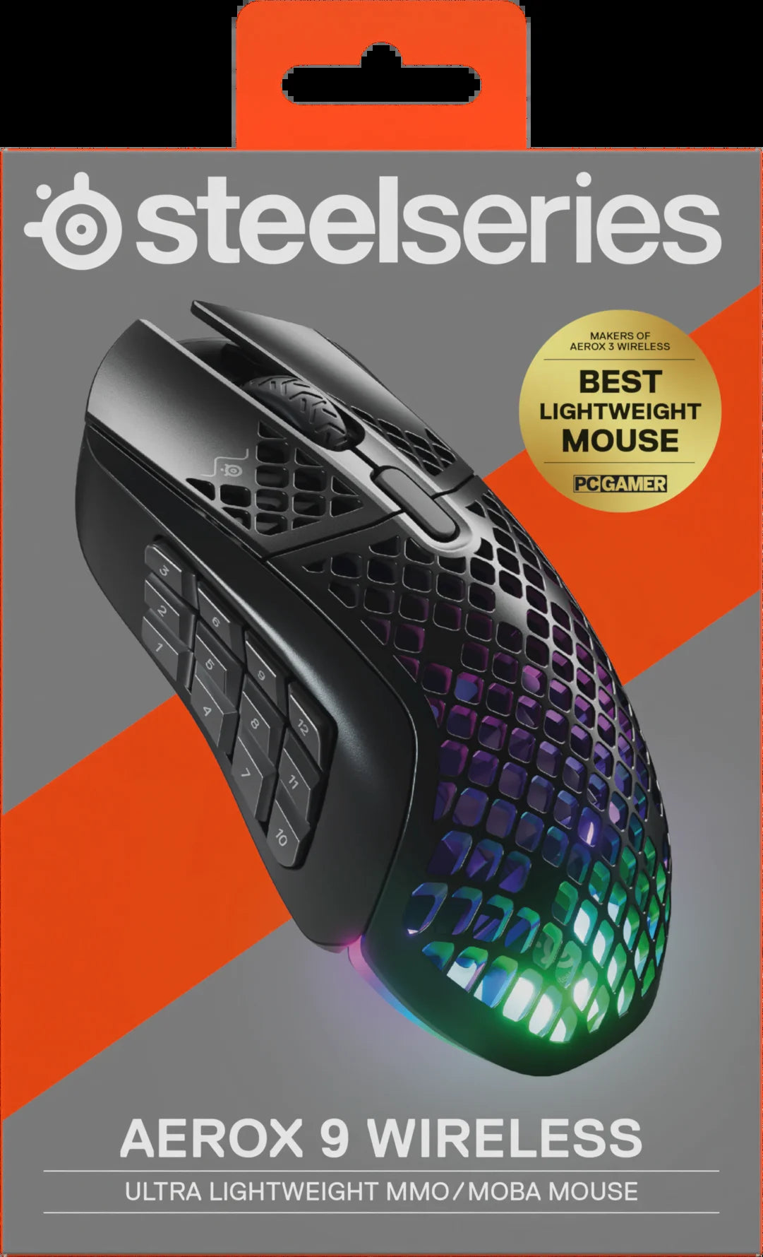 Aerox 9 Wireless Ultra Lightweight Honeycomb Water Resistant RGB Optical Gaming Mouse with 18 Programmable Buttons