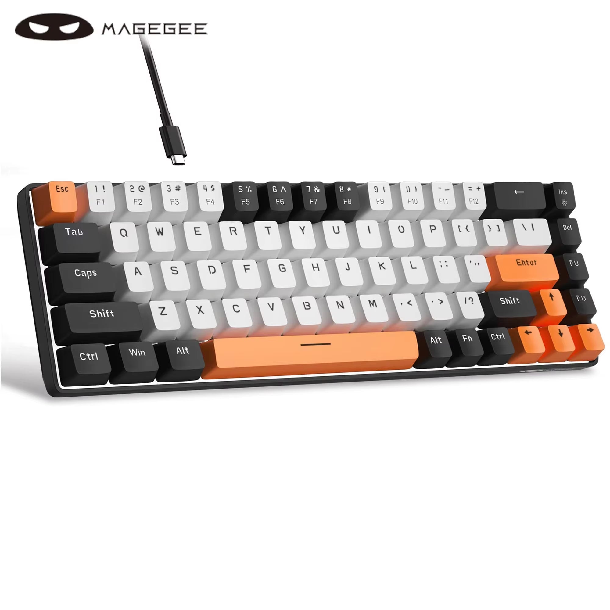 Portable 60% Mechanical Gaming Keyboard, Mk-Box LED Backlit Compact 68 Keys Mini Wired Office Keyboard for Windows PC