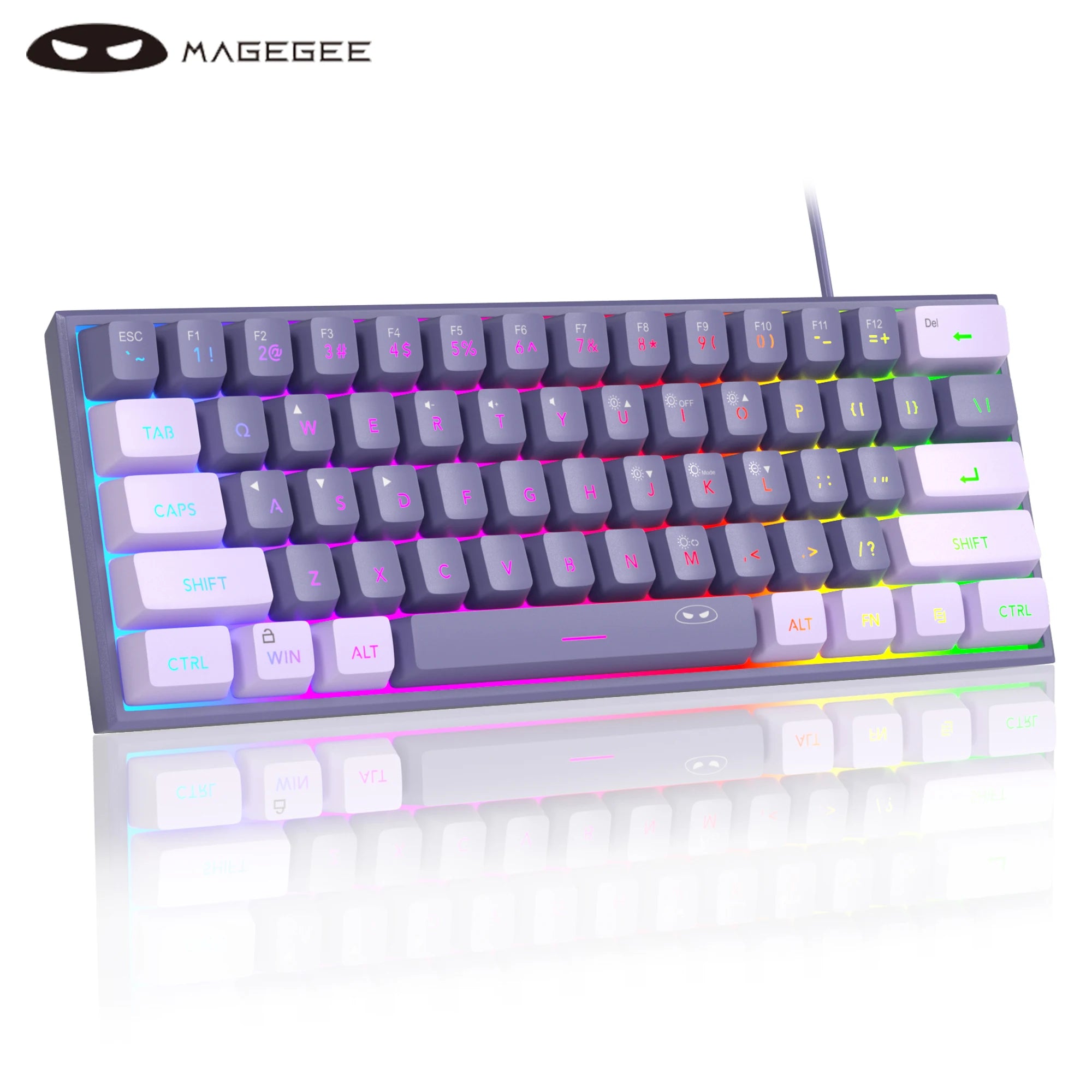 Elevate Your Gaming Experience with the Mini 60% RGB Backlit Keyboard - Ultra-Compact, Waterproof, and Ergonomically Designed for Comfort