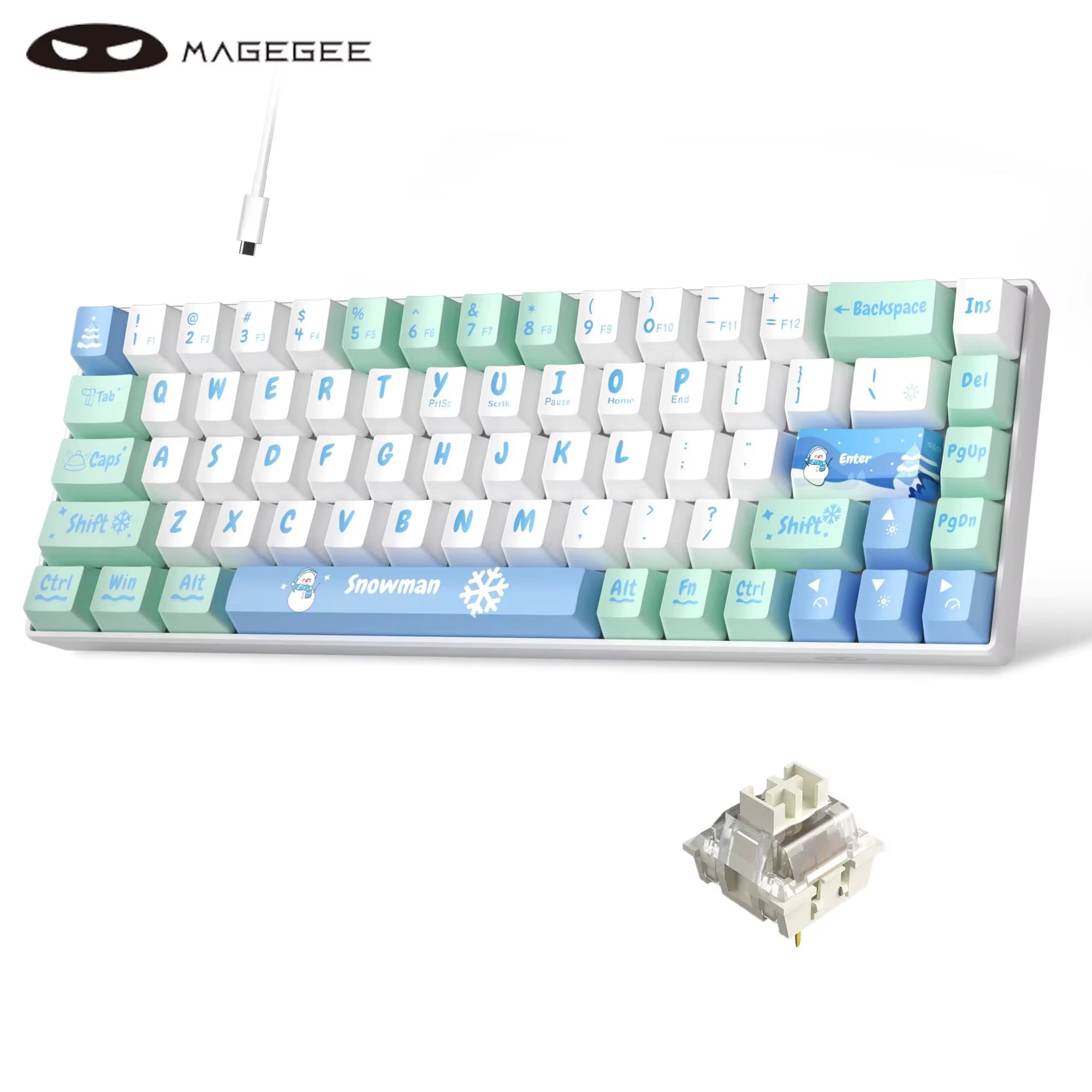 Portable 60% Mechanical Gaming Keyboard, Mk-Box LED Backlit Compact 68 Keys Mini Wired Office Keyboard for Windows PC