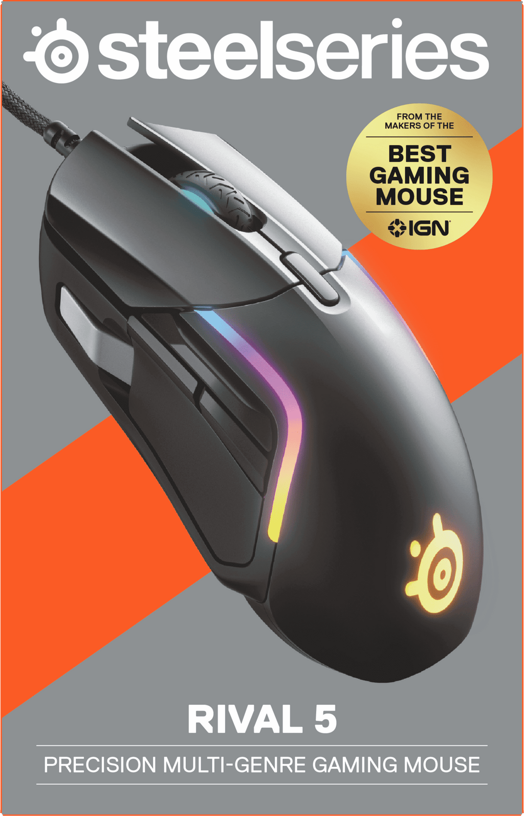 Rival 5 Gaming Mouse with 9 Programmable Buttons and 18K CPI Truemove Air Optical Sensor