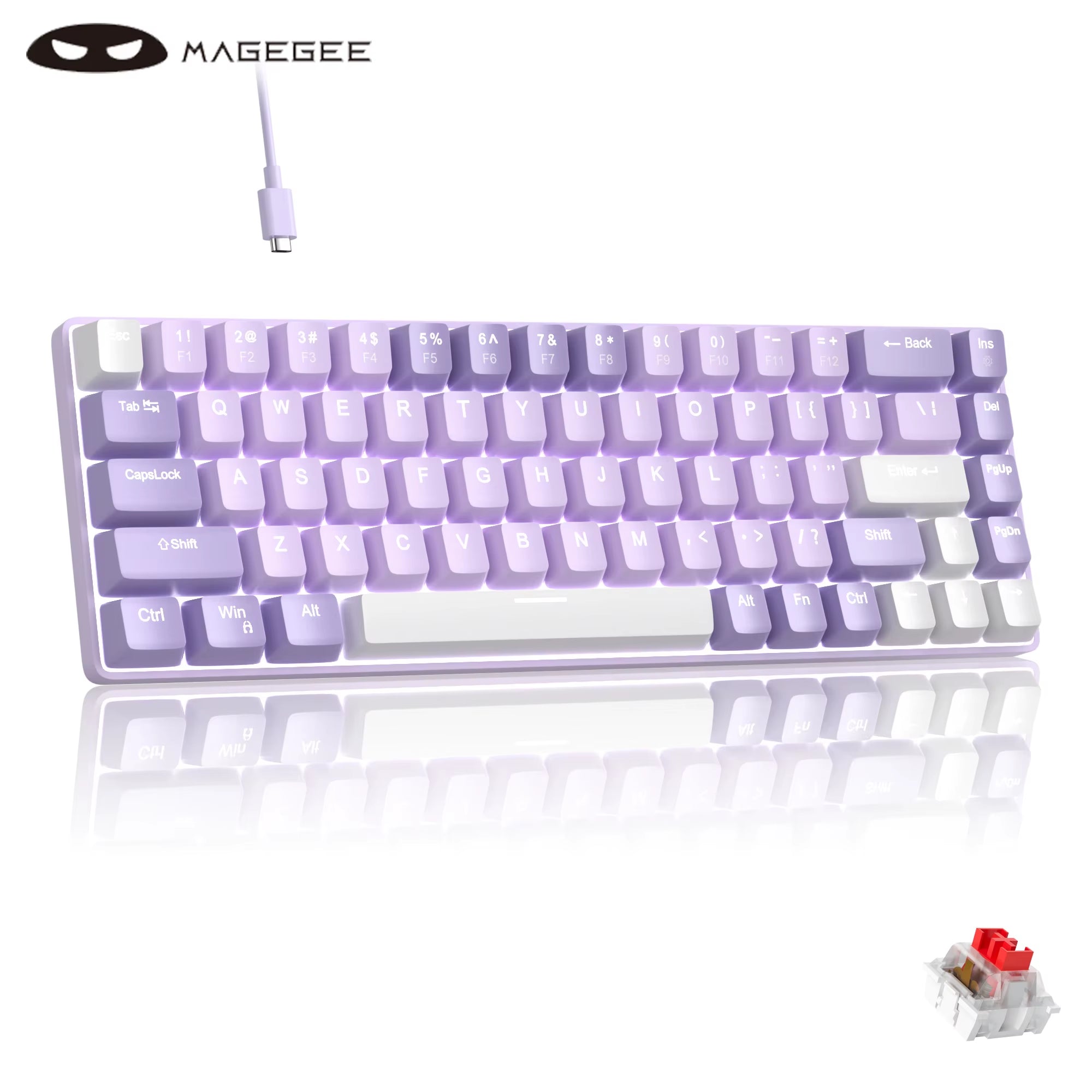 Portable 60% Mechanical Gaming Keyboard, Mk-Box LED Backlit Compact 68 Keys Mini Wired Office Keyboard for Windows PC