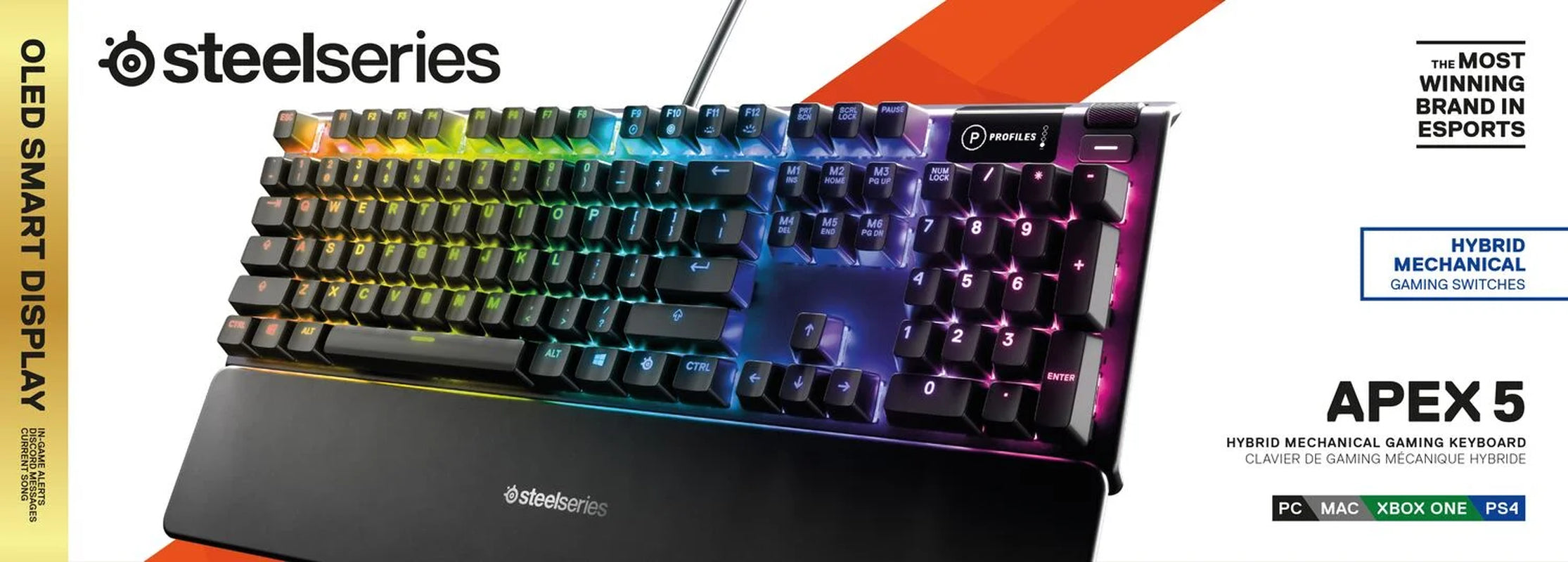 Apex 5 Mechanical Gaming Keyboard with Per-Key RGB Illumination and OLED Smart Display