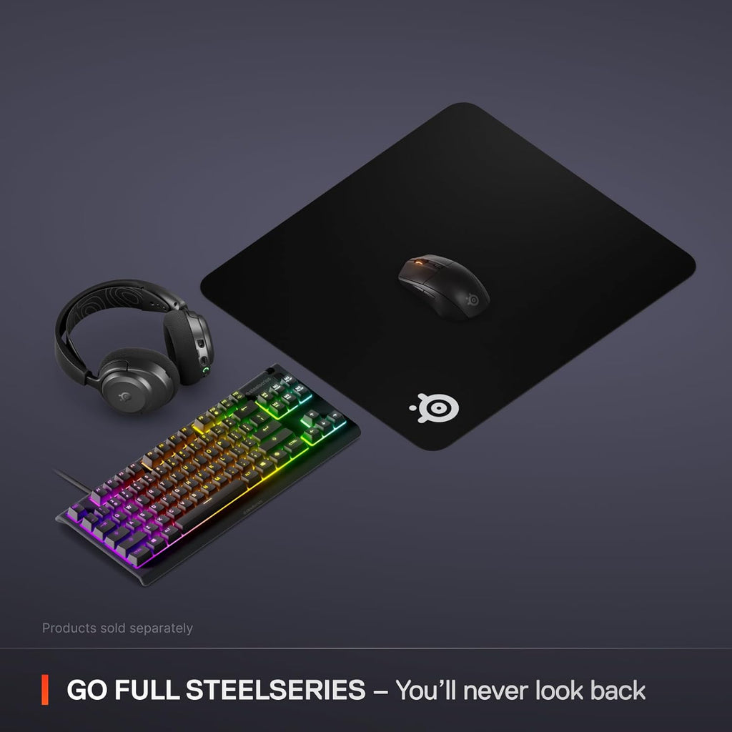 Qck Large Gaming Mousepad — Black — Non-Slip Silicone Rubber Base — Peak Tracking and Stability — Optimized for Gaming Sensors — 490 Mm X 420 Mm — FPS, Mobas, RTS, MMO