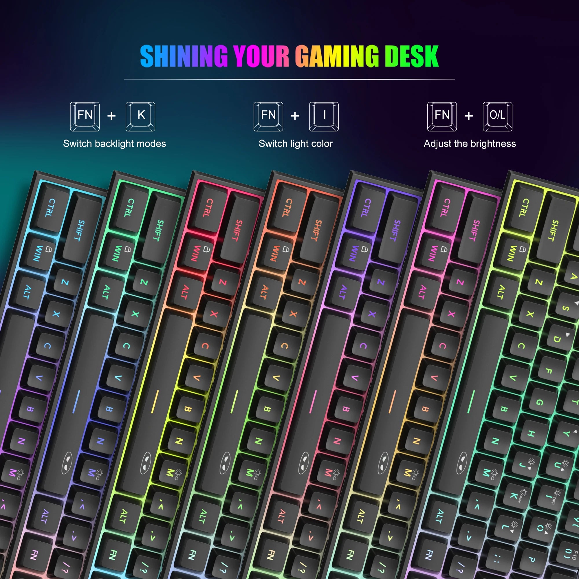 Elevate Your Gaming Experience with the Mini 60% RGB Backlit Keyboard - Ultra-Compact, Waterproof, and Ergonomically Designed for Comfort