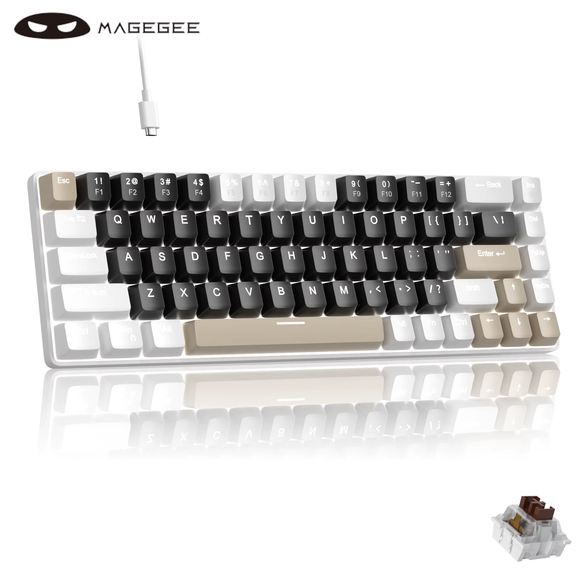 Portable 60% Mechanical Gaming Keyboard, Mk-Box LED Backlit Compact 68 Keys Mini Wired Office Keyboard for Windows PC