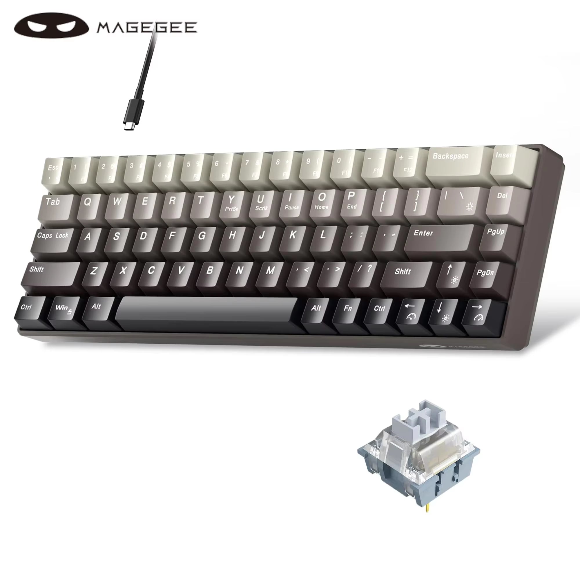Portable 60% Mechanical Gaming Keyboard, Mk-Box LED Backlit Compact 68 Keys Mini Wired Office Keyboard for Windows PC