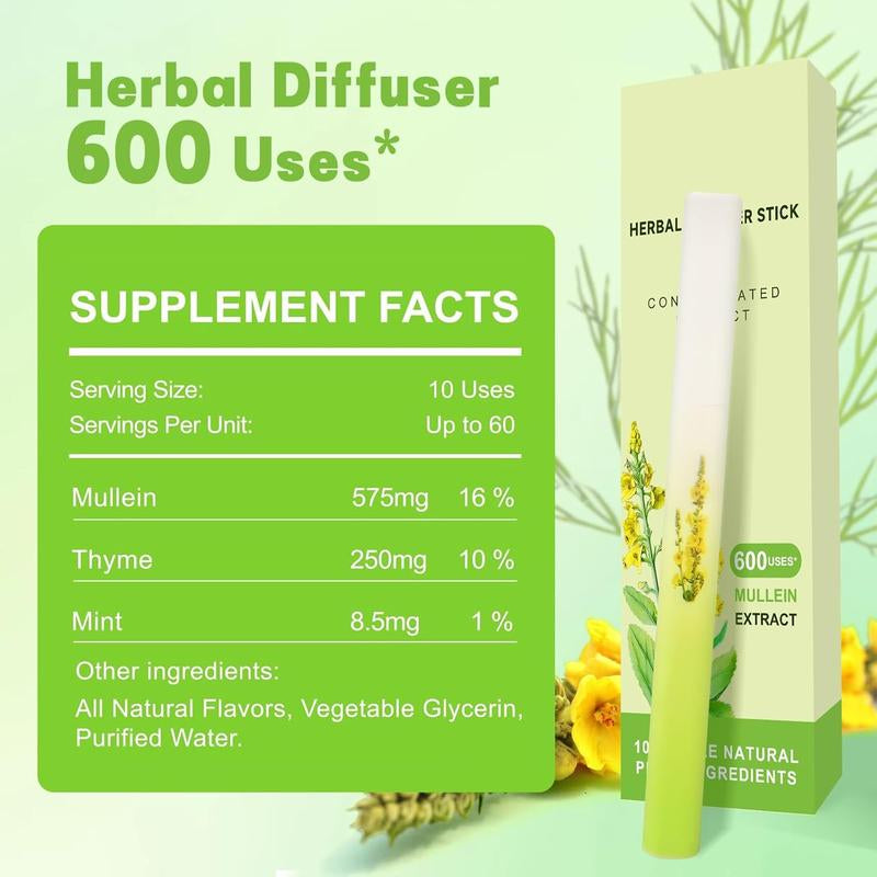 Thyme and Mint Extracts for Lung Detoxification and Oral Air Freshening, Herbal Diffusion Pen Relaxation Stick Solution Healthcare Healthy Wellness Treatment Therapeutic Therapy Aromatherapy Essential Natural