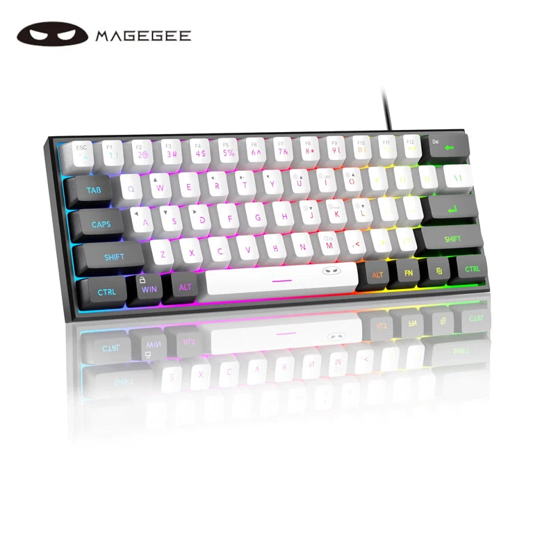 Mini 60% Gaming Keyboard, RGB Backlit 61 Key Ultra-Compact Keyboard, TS91 Ergonomic Waterproof Mechanical Feeling Office