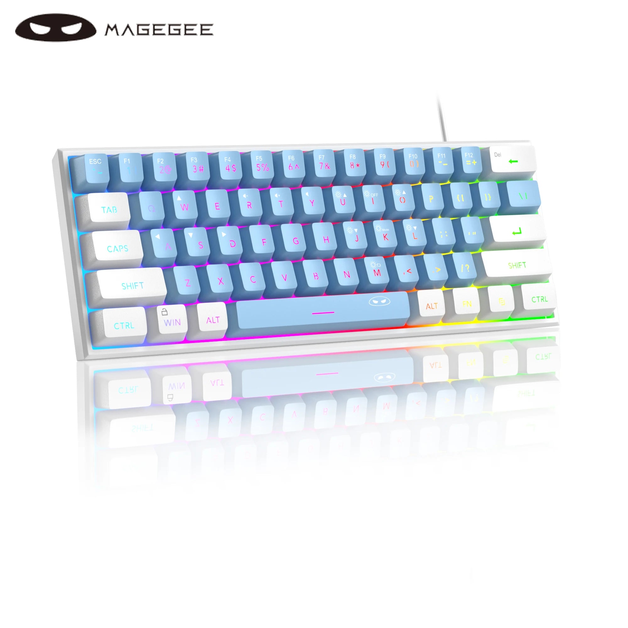 Elevate Your Gaming Experience with the Mini 60% RGB Backlit Keyboard - Ultra-Compact, Waterproof, and Ergonomically Designed for Comfort