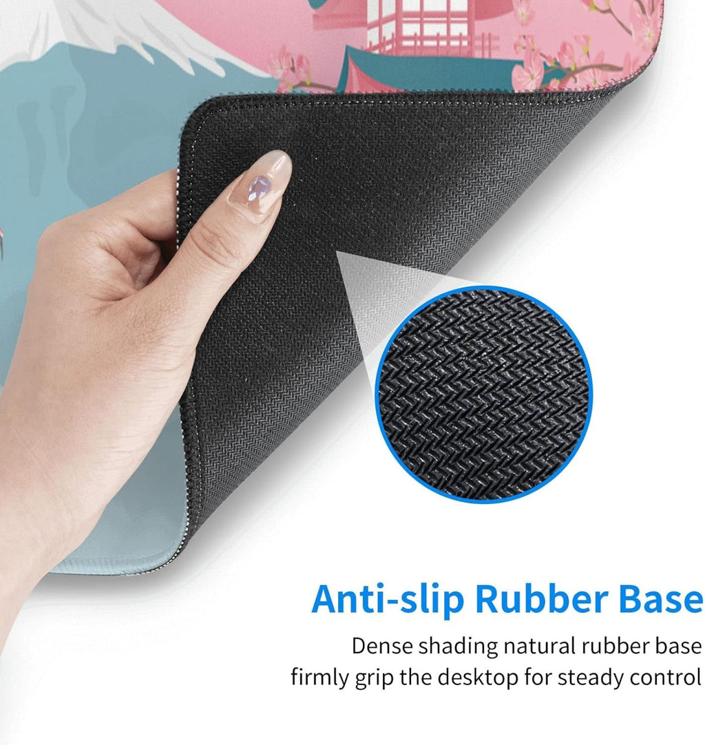 Japanese Ocean Waves Gaming Mouse Pad XL, Non Slip Rubber Base Mousepad, Stitched Edges Desk Pad, Extended Large Mice Pad,31.5 X 11.8 Inch (Japanese Cherry Blossom)