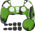 Skin for PS5 Controller Grips, Texture Pattern Cover for PS5 5 Controller Sweat-Proof Anti-Slip Silicone Cover Hand Grip with 8Pcs FPS Pro Thumbsticks Cap Protector(Camouflage Green)