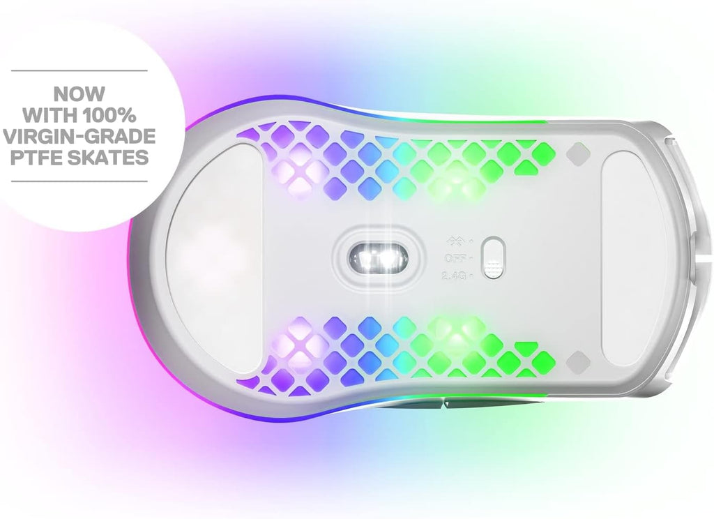Aerox 3 Wireless - Holey RGB Gaming Mouse - Ultra-Lightweight Water Resistant Design - 18K DPI Truemove Air Optical Sensor -Snow