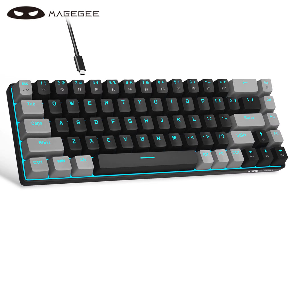 Portable 60% Mechanical Gaming Keyboard, Mk-Box LED Backlit Compact 68 Keys Mini Wired Office Keyboard for Windows PC