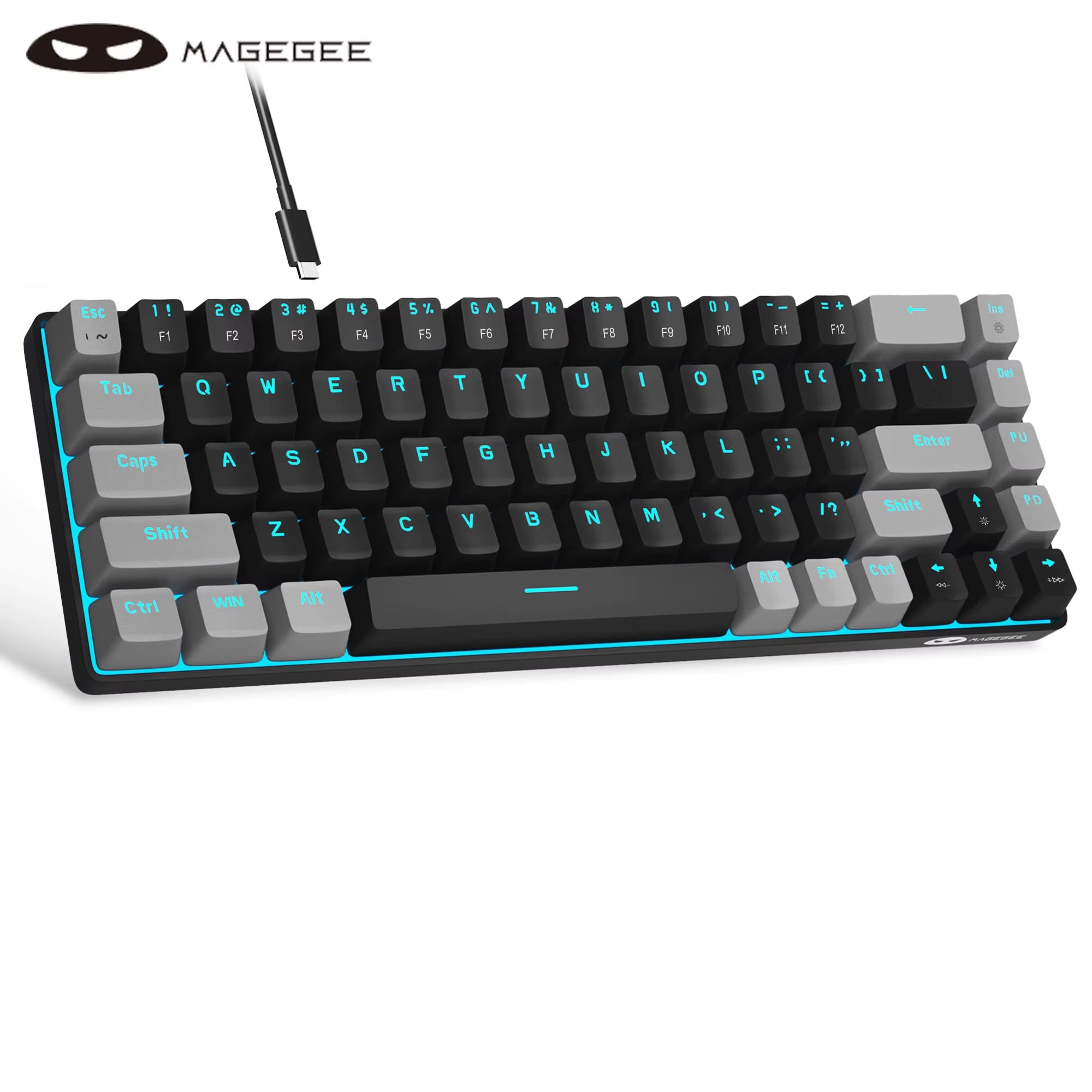 Portable 60% Mechanical Gaming Keyboard, Mk-Box LED Backlit Compact 68 Keys Mini Wired Office Keyboard for Windows PC