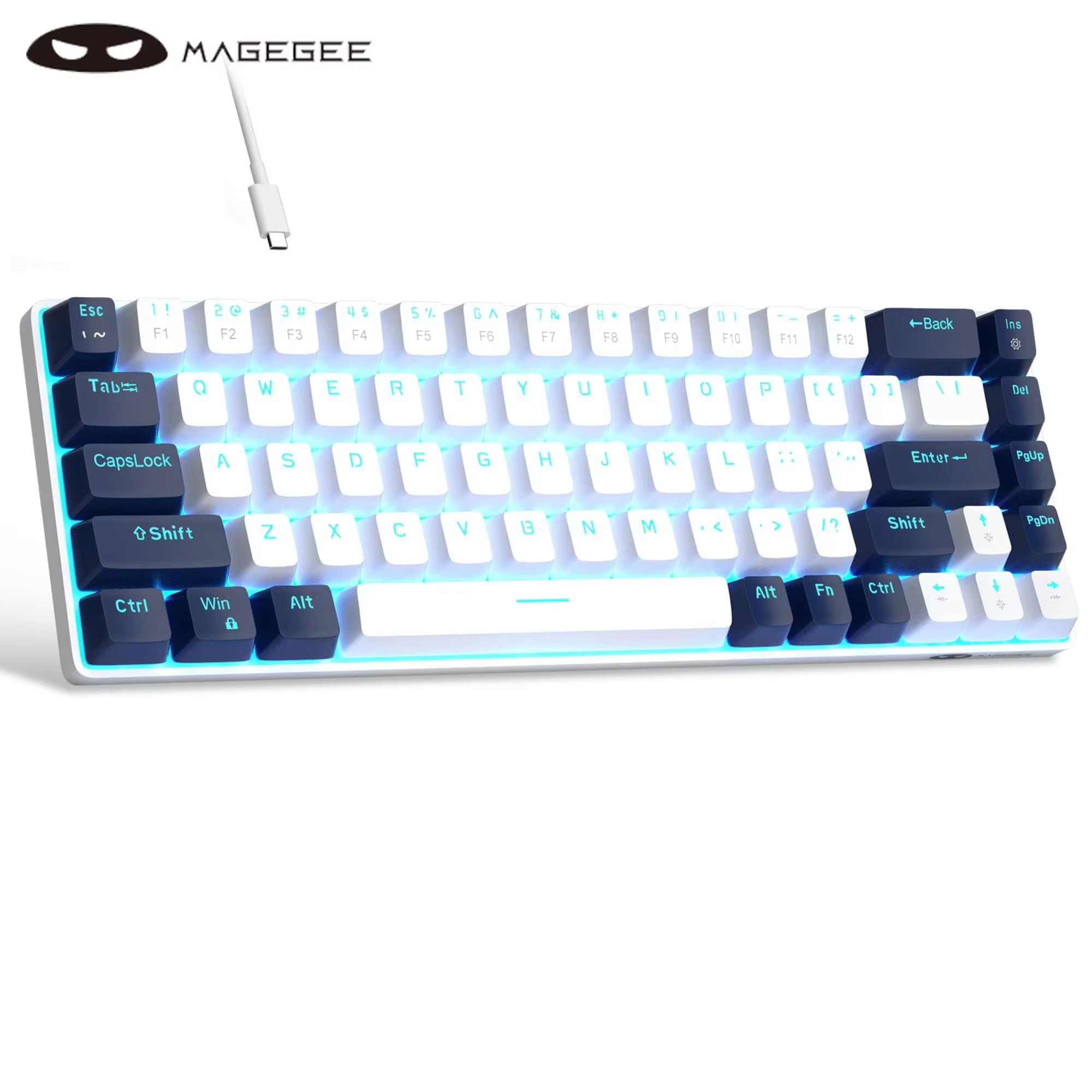 Portable 60% Mechanical Gaming Keyboard, Mk-Box LED Backlit Compact 68 Keys Mini Wired Office Keyboard for Windows PC