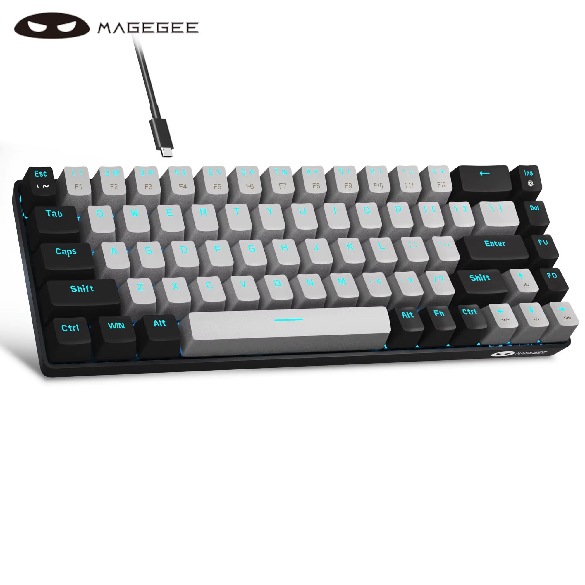Portable 60% Mechanical Gaming Keyboard, Mk-Box LED Backlit Compact 68 Keys Mini Wired Office Keyboard for Windows PC